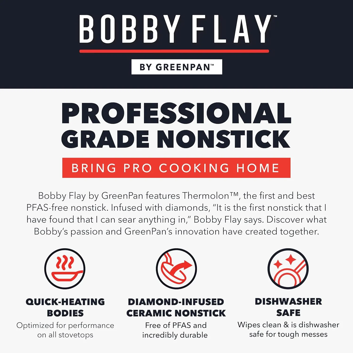 GreenPan x Bobby Flay 11” Square Griddle Pan, PFAS & PFOA-Free Ceramic Nonstick, Induction Suitable, Stay-Cool Silicone Grip Handle, Dishwasher & Oven Safe, Graphite