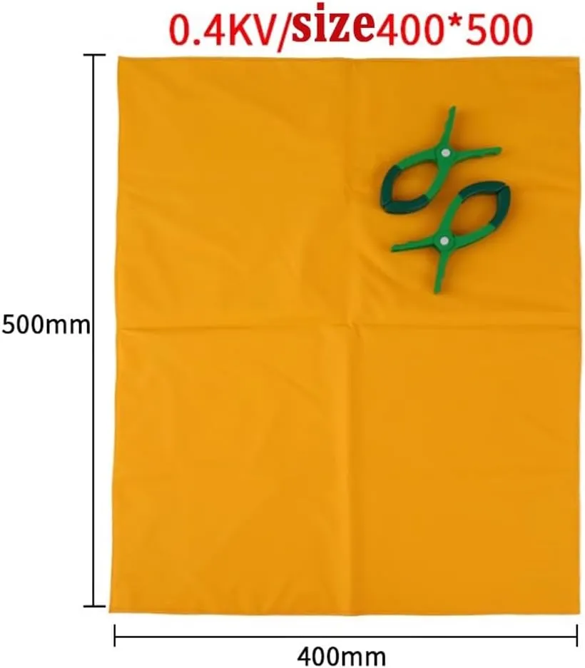 GRRICEPL 2 PCS High Voltage Insulating Blanket for Electrician, Electrician 400v 10kv High Voltage Insulating Mat, with 8 Pcs Opening Insulation Clip(0.4KV/400x500 mm)