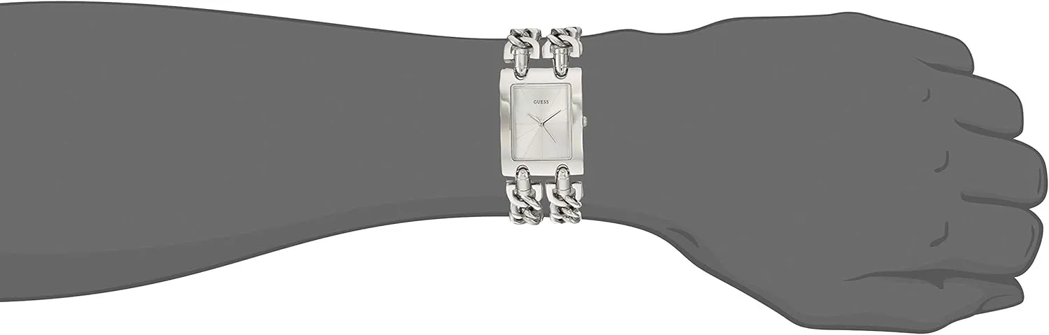 GUESS Women's Silver-Tone Multi-Chain Bracelet Watch