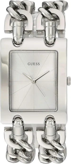 GUESS Women's Silver-Tone Multi-Chain Bracelet Watch