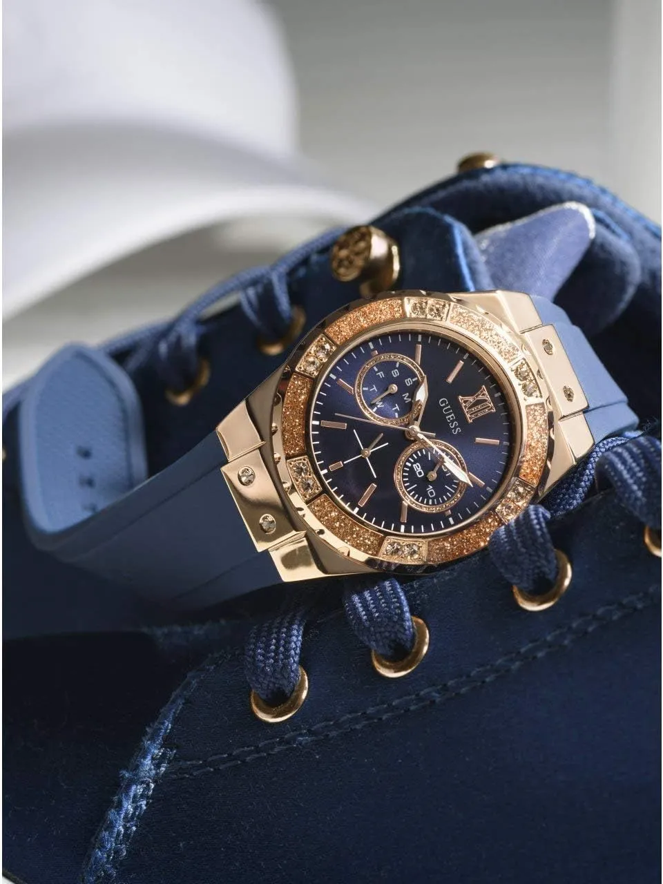 GUESS Women's Stainless Steel   Stain Resistant Silicone Watch