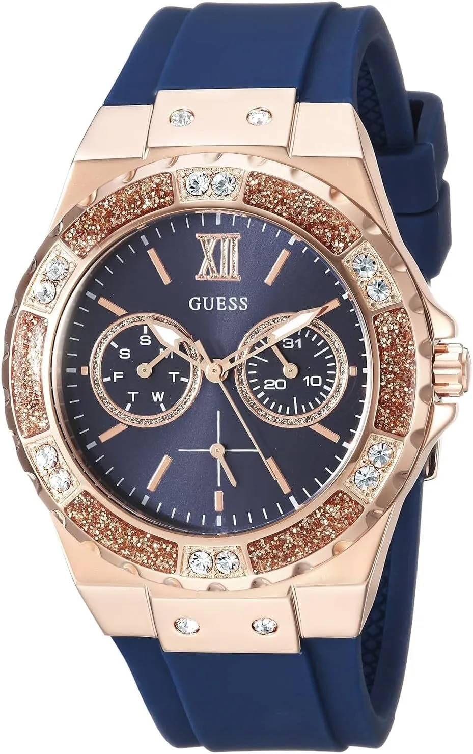 GUESS Women's Stainless Steel   Stain Resistant Silicone Watch