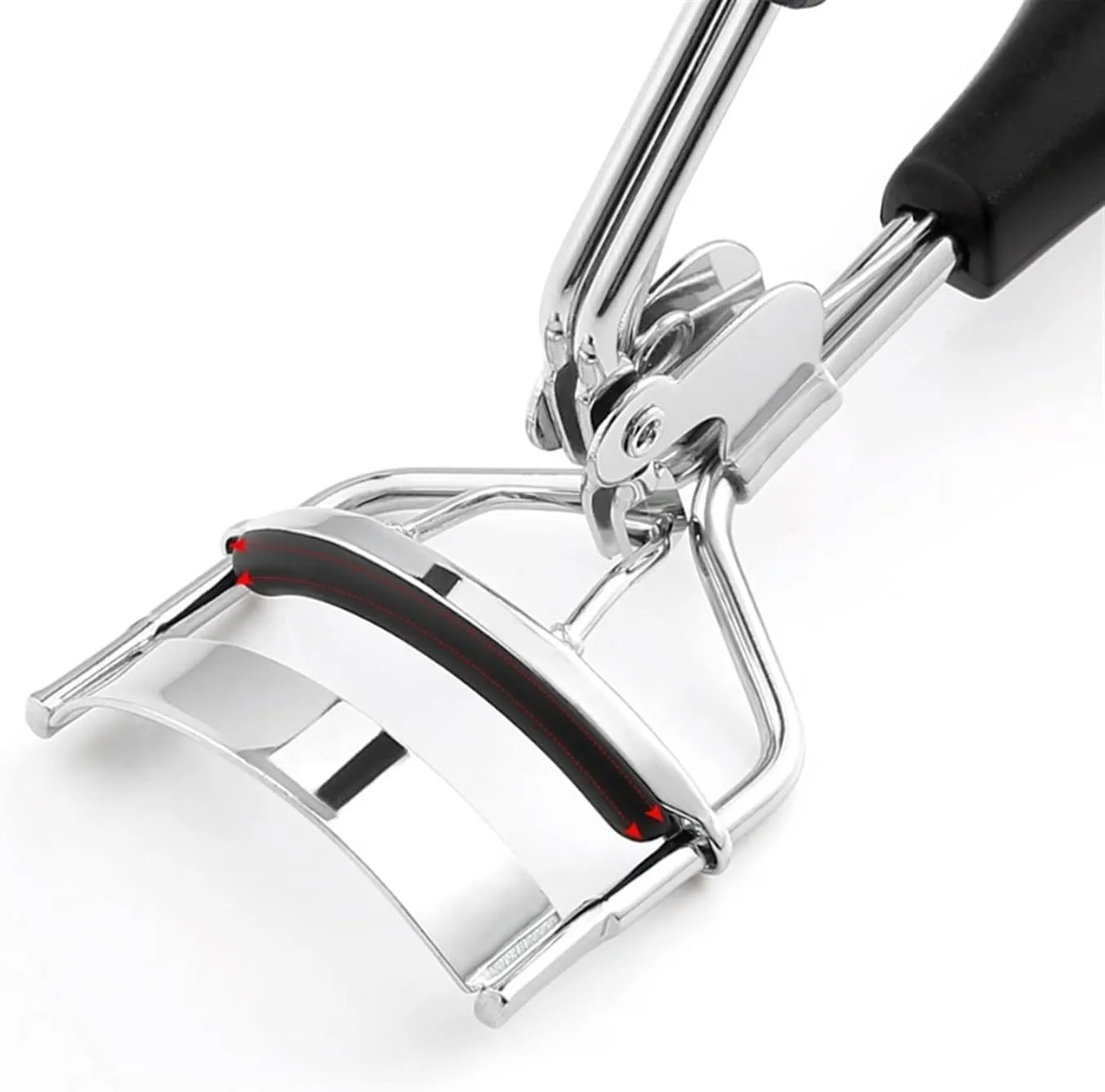 Hair Removal Tweezers Eyelash curler Curling lasting Not clip eyelid make-up beauty tool portable eyelash curler send pad Eyebrow Tweezer(Metallic)
