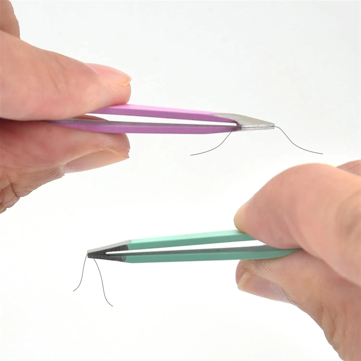 Hair Removal Tweezers Hair Removal Tweezers Stainless Steel Eyebrow Tweezers Pink Blue Slanted Tip Point Face Harmless Makeup Beauty Tool Pliers(03)