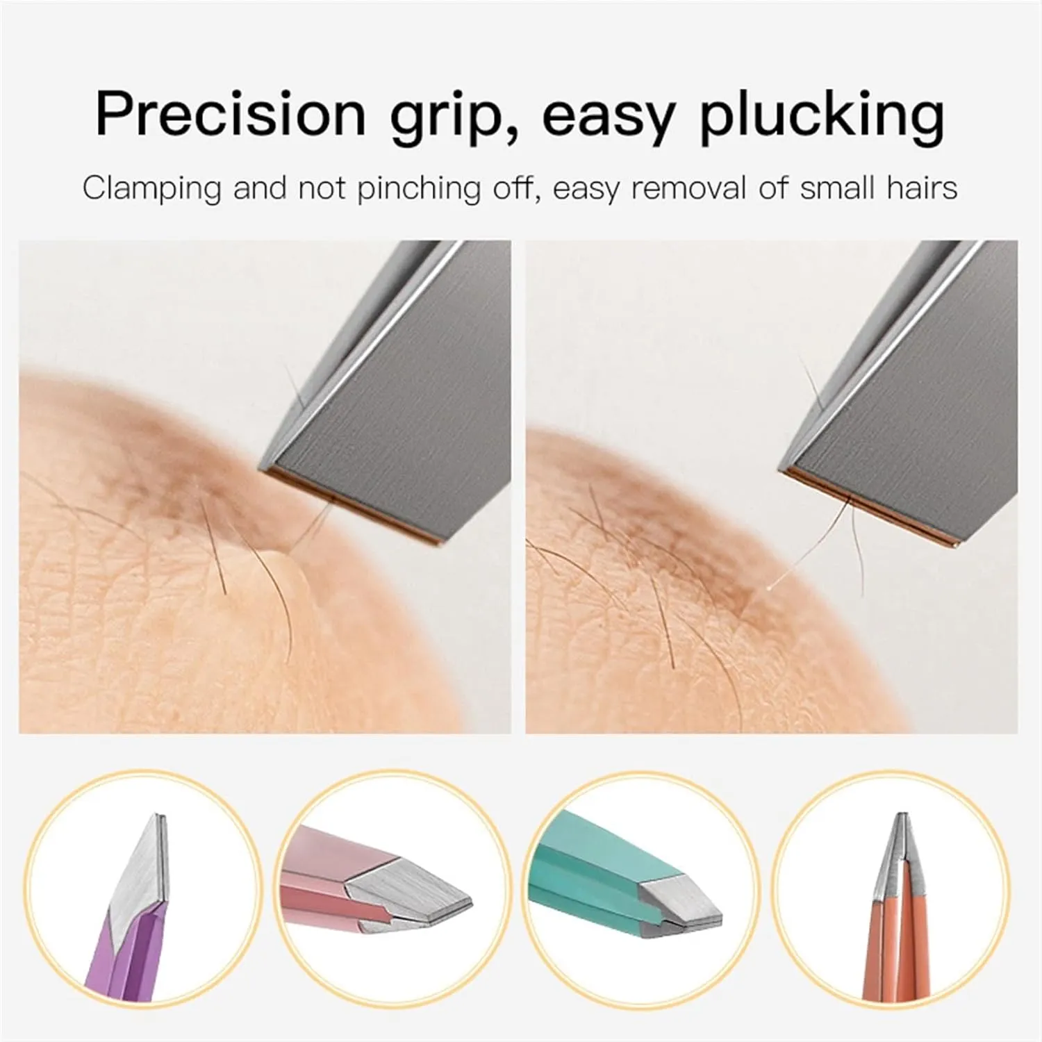 Hair Removal Tweezers Hair Removal Tweezers Stainless Steel Eyebrow Tweezers Pink Blue Slanted Tip Point Face Harmless Makeup Beauty Tool Pliers(03)