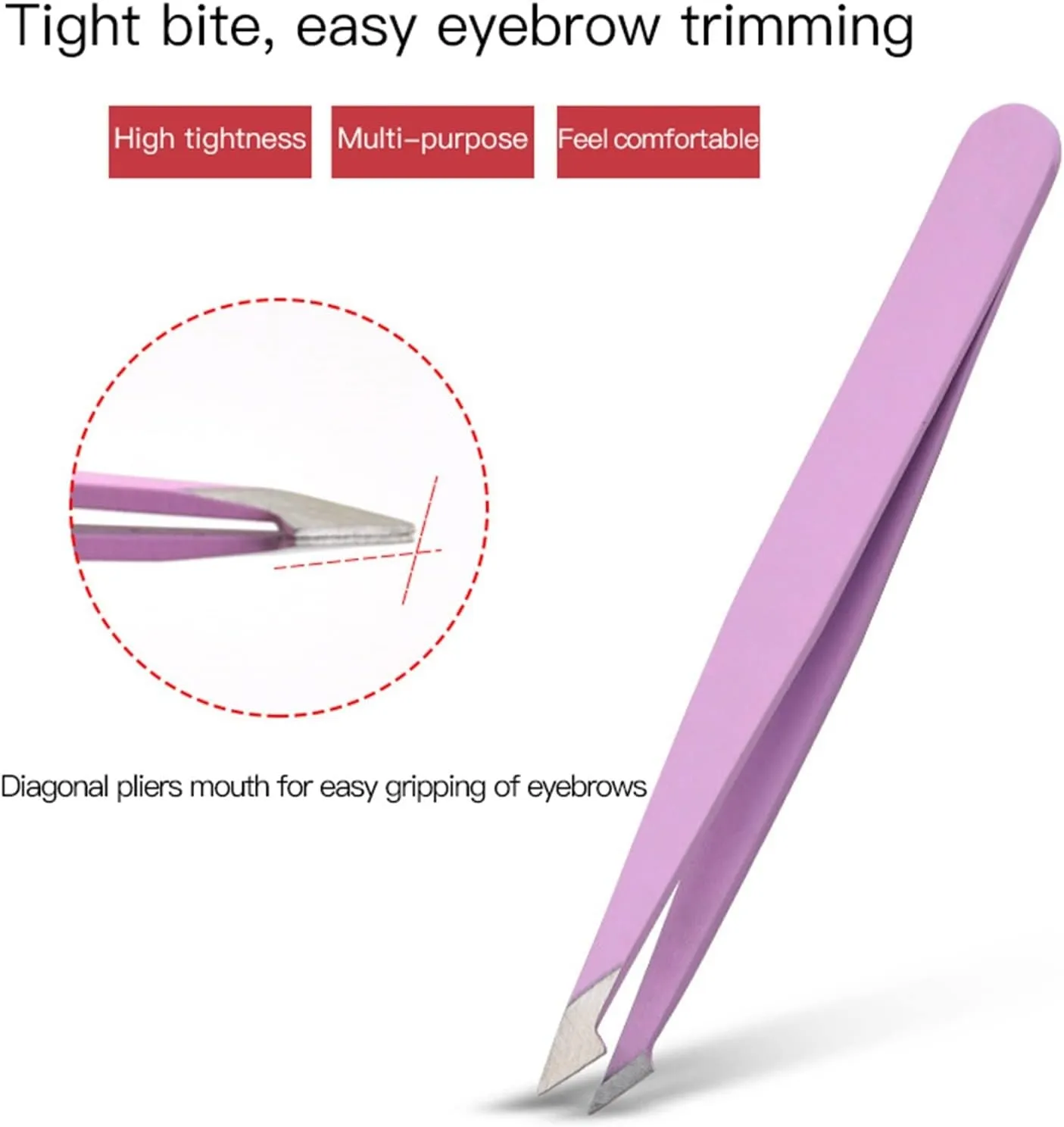Hair Removal Tweezers Hair Removal Tweezers Stainless Steel Eyebrow Tweezers Pink Blue Slanted Tip Point Face Harmless Makeup Beauty Tool Pliers(03)