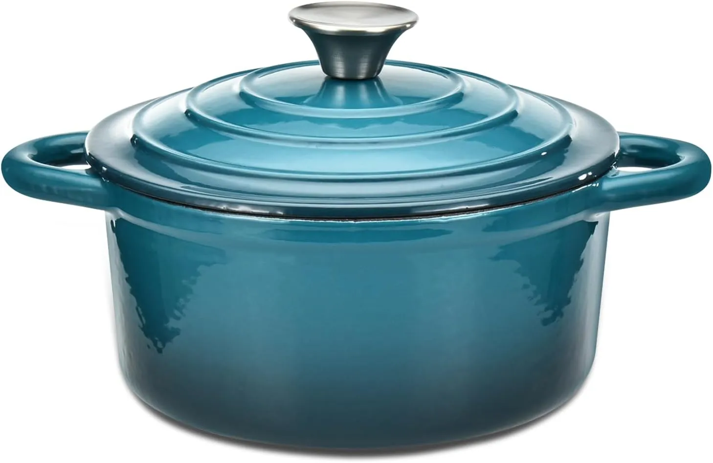 Hamilton Beach Enameled Cast Iron Dutch Oven Navy (3-Quart) | Cream Enamel Coating Pot with Lid | Cast Iron with Even Heat Distribution | Easy Grip to Handles & Multipurpose