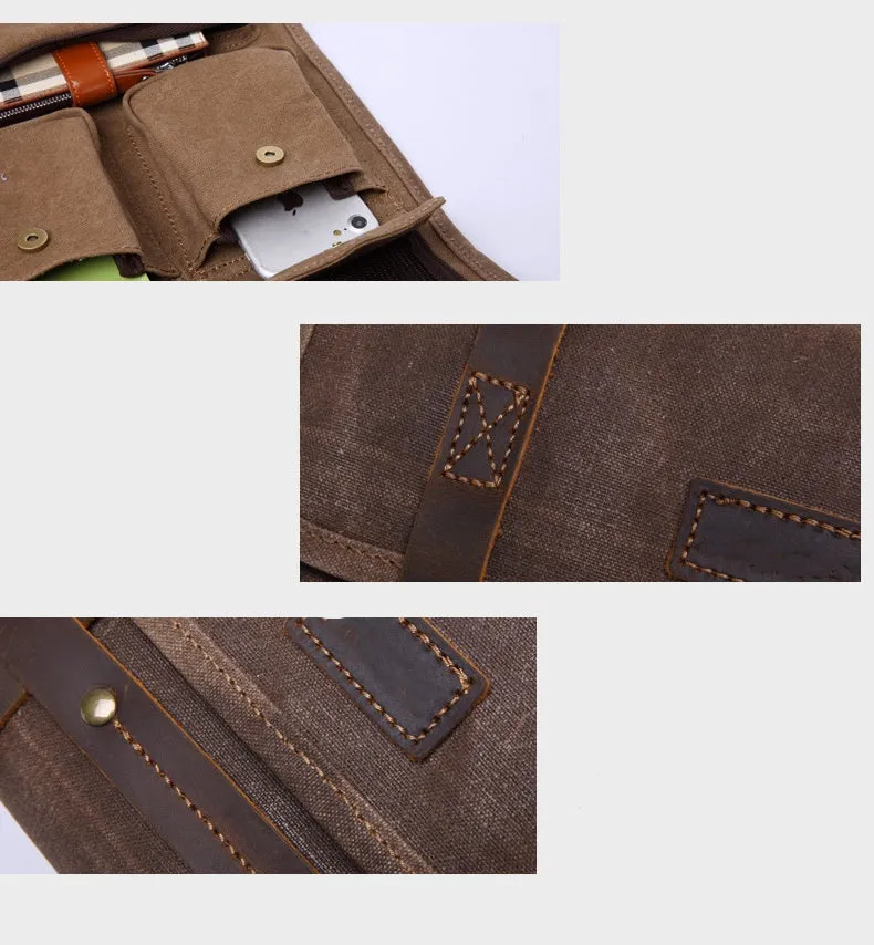 Handmade Vintage Foldable Canvas Tool Bag with Flap Cover