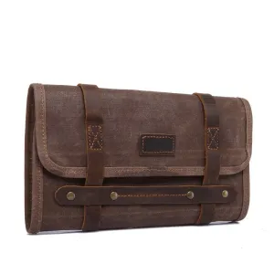 Handmade Vintage Foldable Canvas Tool Bag with Flap Cover
