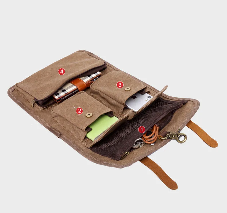 Handmade Vintage Foldable Canvas Tool Bag with Flap Cover
