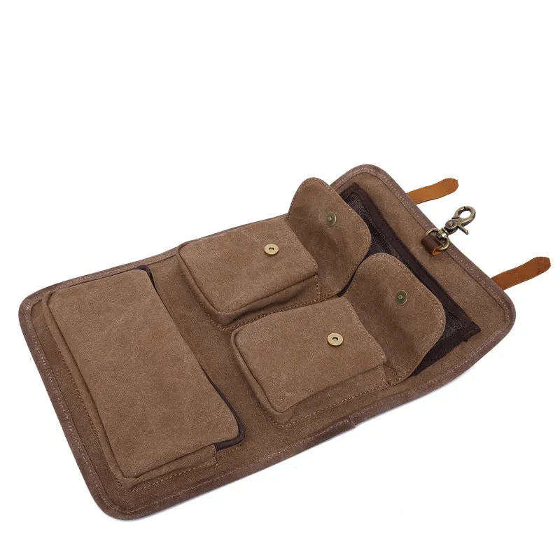 Handmade Vintage Foldable Canvas Tool Bag with Flap Cover