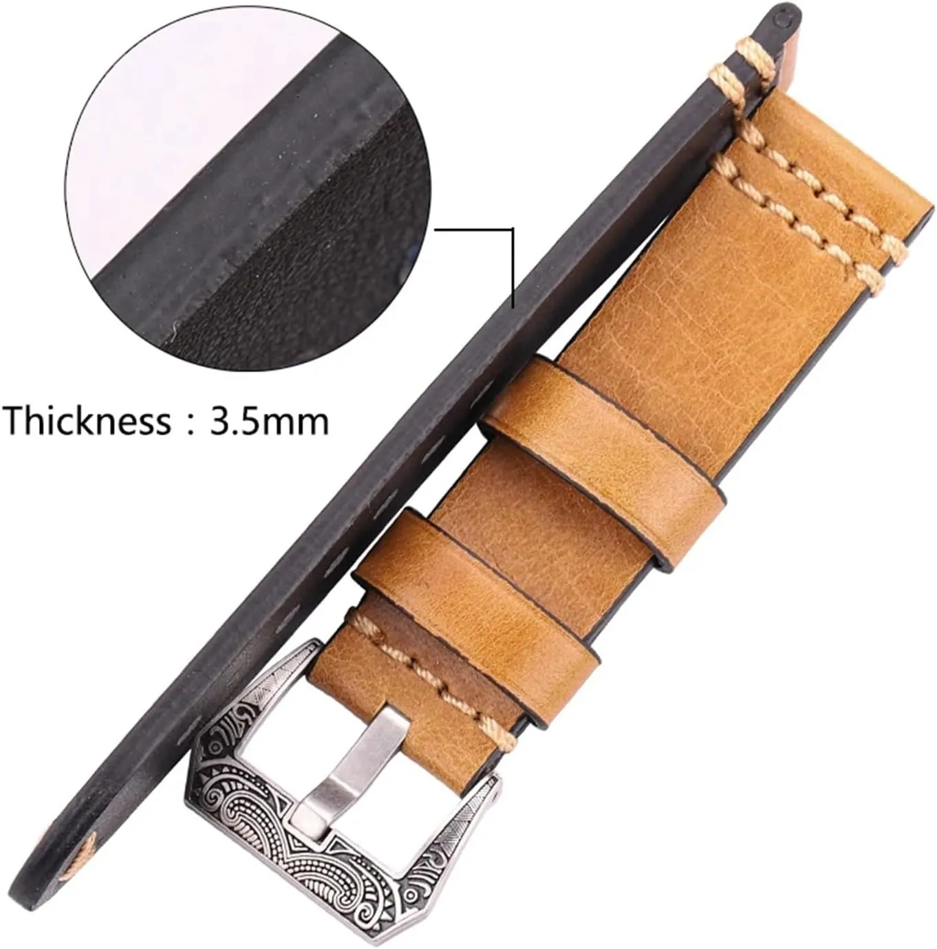 Handmade Watchband 20mm 22mm 24mm Leather Watch Band Strap 4 Colors Cowhide Watch Accessories Retro Steel Buckle
