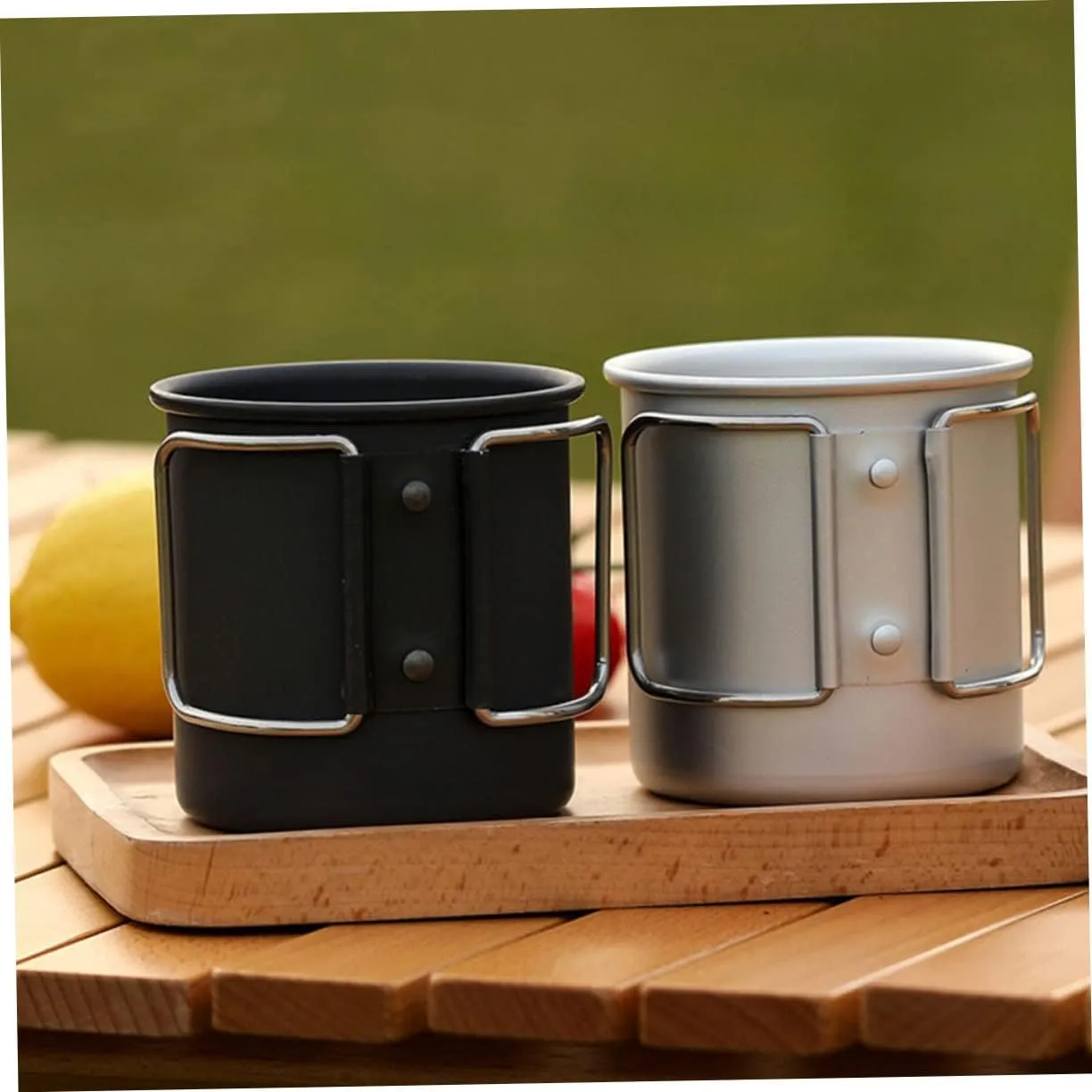 Happyyami 3pcs Travel Friendly Foldable Cup Camping Water Mug Portable Stainless Steel Cup Compact
