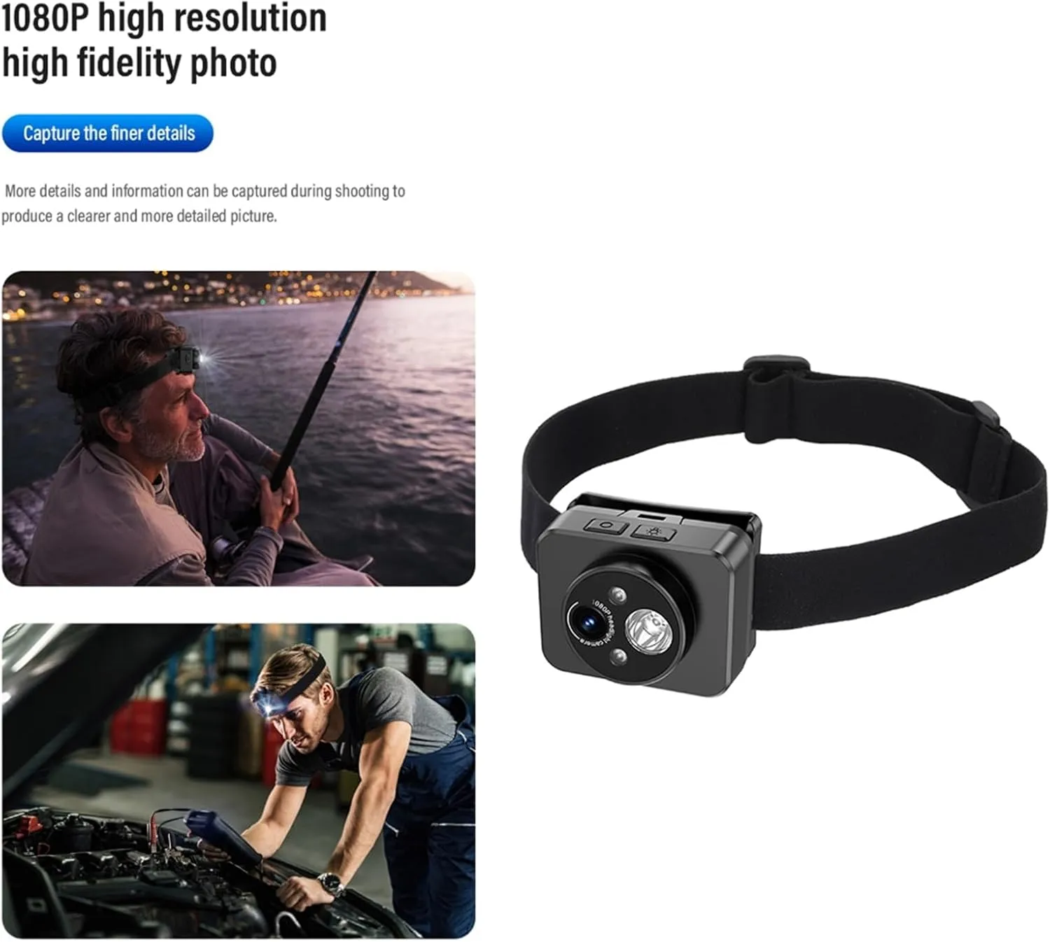 Head Mounted Camera 120°Wide Angles Night Sights Headlamp Headlights for Motorcycling Adventure