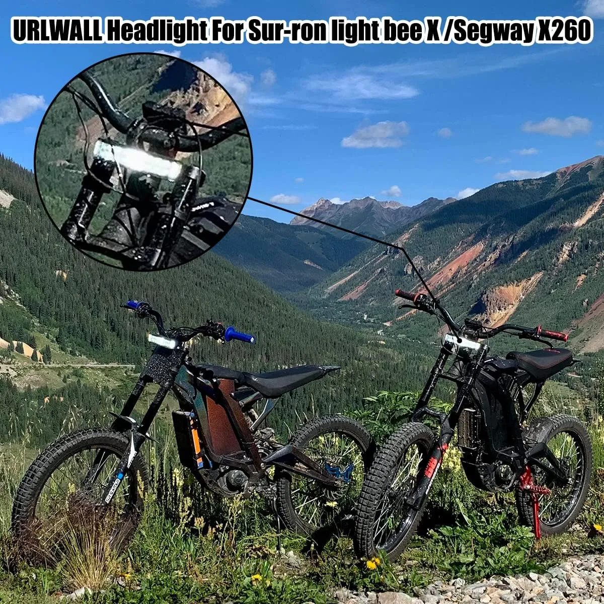 Headlight Kit, Plug N Play Light Bar Headlight for Sur Ron Segway with Headlamp Mount Bracket, Powersports Head Lamp Bulbs & Assemblies for Sur Ron Segway (Without Switch)