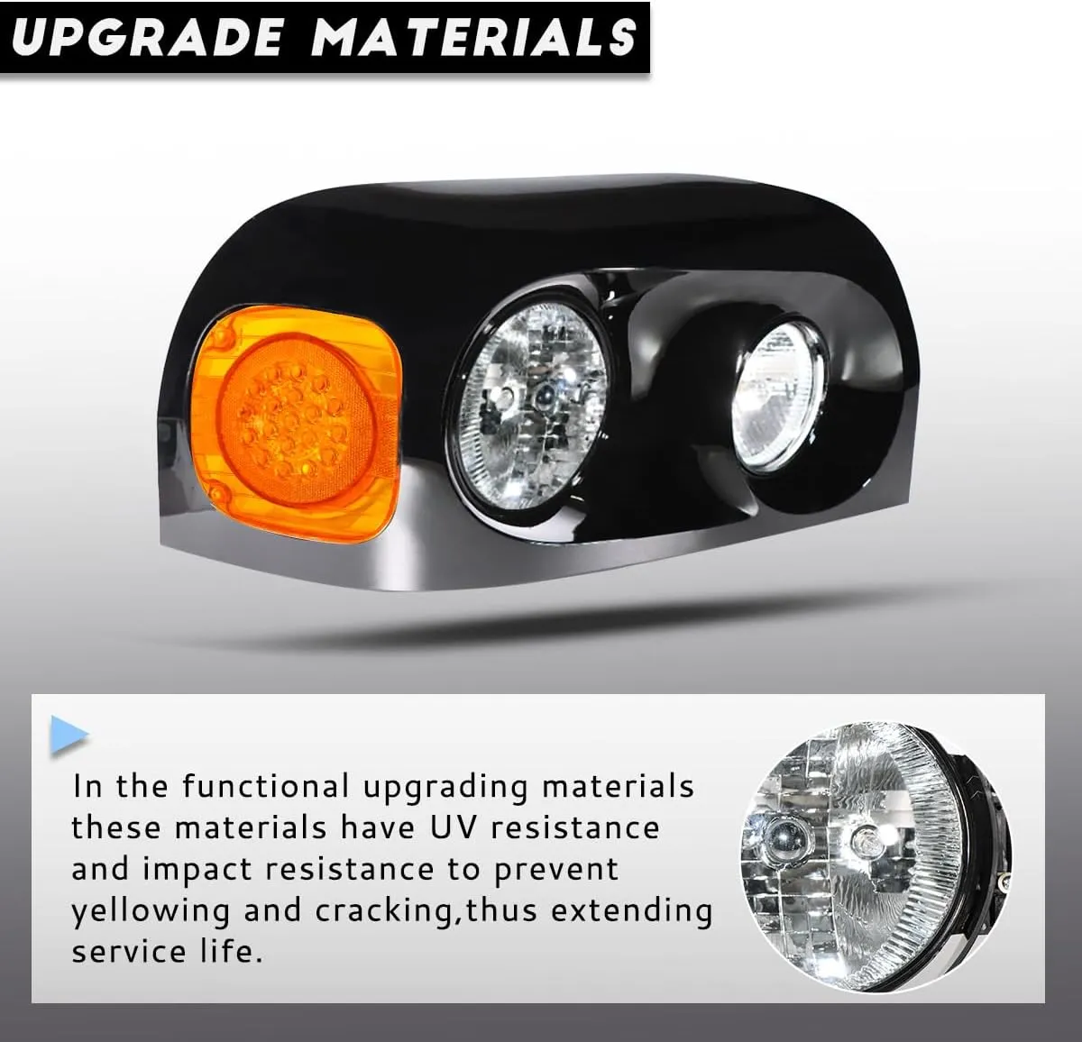 Headlights Compatible with Freightliner Century 2004-2015 Pair Set Front Headlamp DOT and SAE Approved (Black-Led turn signal)