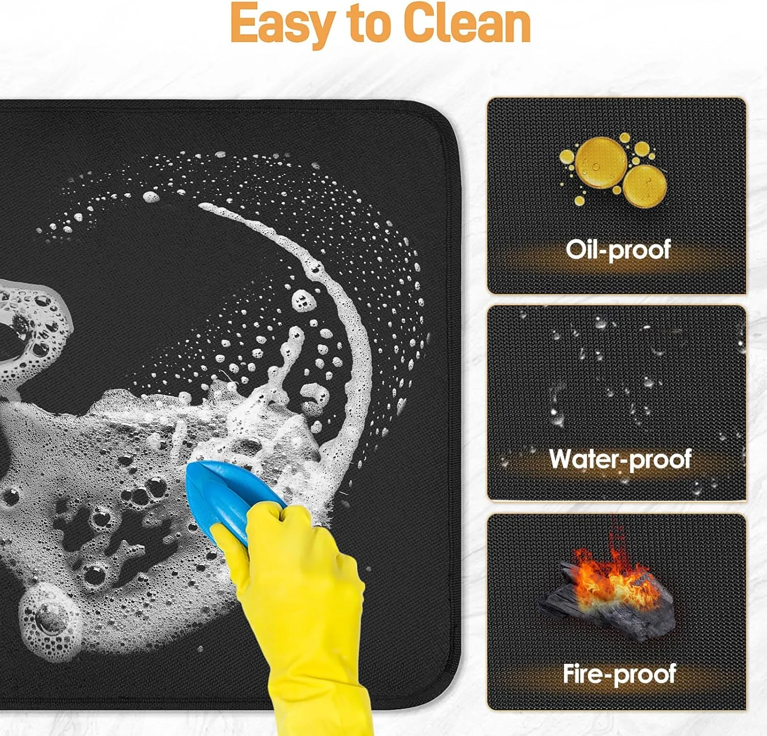 Heat Resistant Mats for Countertop - Fireproof 15x18 in Heat Resistant Mats for Air Fryer - Hot Pad Air Fryer Mat Compatible with Ninja,COSORI,Cuisinart for Coffee Maker, Toaster, Oven 2PCS - Black