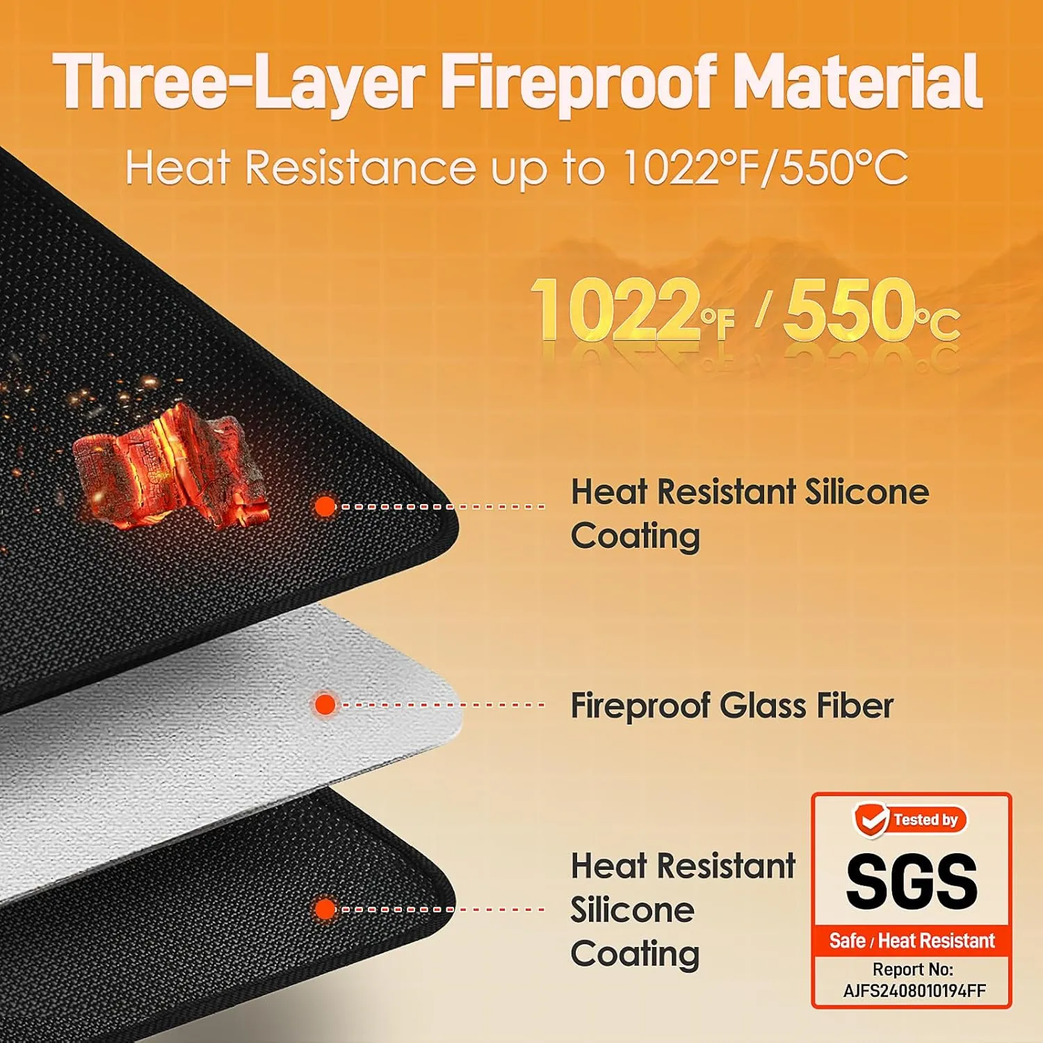 Heat Resistant Mats for Countertop - Fireproof 15x18 in Heat Resistant Mats for Air Fryer - Hot Pad Air Fryer Mat Compatible with Ninja,COSORI,Cuisinart for Coffee Maker, Toaster, Oven 2PCS - Black
