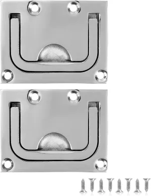 Heavy Duty Flush Lifting Handle Ring Pull for Boat Deck Hatch, 316 Stainless Steel, 3 X 2.25 inch, with Screws(Pack of 2)