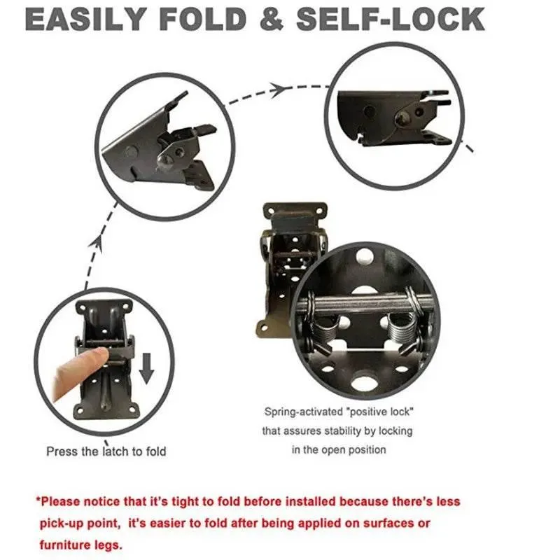 Heavy-Duty Foldable Self-Locking Hinges - Pack of 2