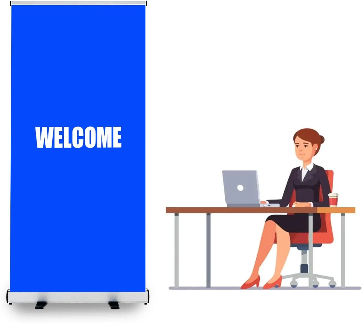 Heavy-Duty Retractable Roll Up Banner Stand 31.5"x80" (Stand ONLY) with Padded Carrying Canvas Bag It is Perfect for Trade Show and Store Display