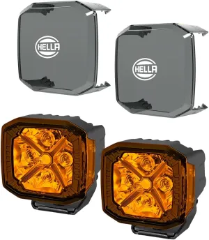 Hella X-TREME XT-4A Amber 4-Inch LED Offroad Driving Light with 7100LM, Featuring Amber X Position Light and Side Signal