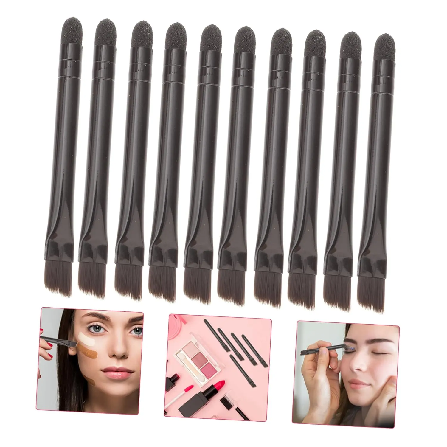 Hemoton 40pcs Double Ended Eye Shadow Sponge Makeup Brush Versatile Makeup Tools for Eyeshadow Eyebrow and Lip Application Compact for Everyday Use