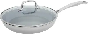 HENCKELS Clad H3 10-inch Induction Ceramic Nonstick Frying Pan with Lid, Stainless Steel, Durable and Easy to clean
