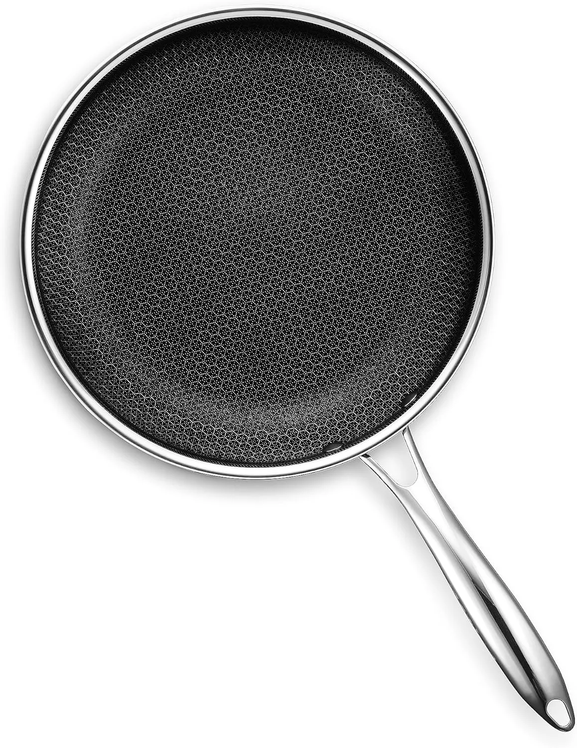 HexClad Hybrid Nonstick 10-Inch Frying Pan with Tempered Glass Lid, Stay-Cool Handle, Dishwasher-Friendly, Oven-Safe Up to 900°F, Induction-Ready, Compatible with All Cooktops