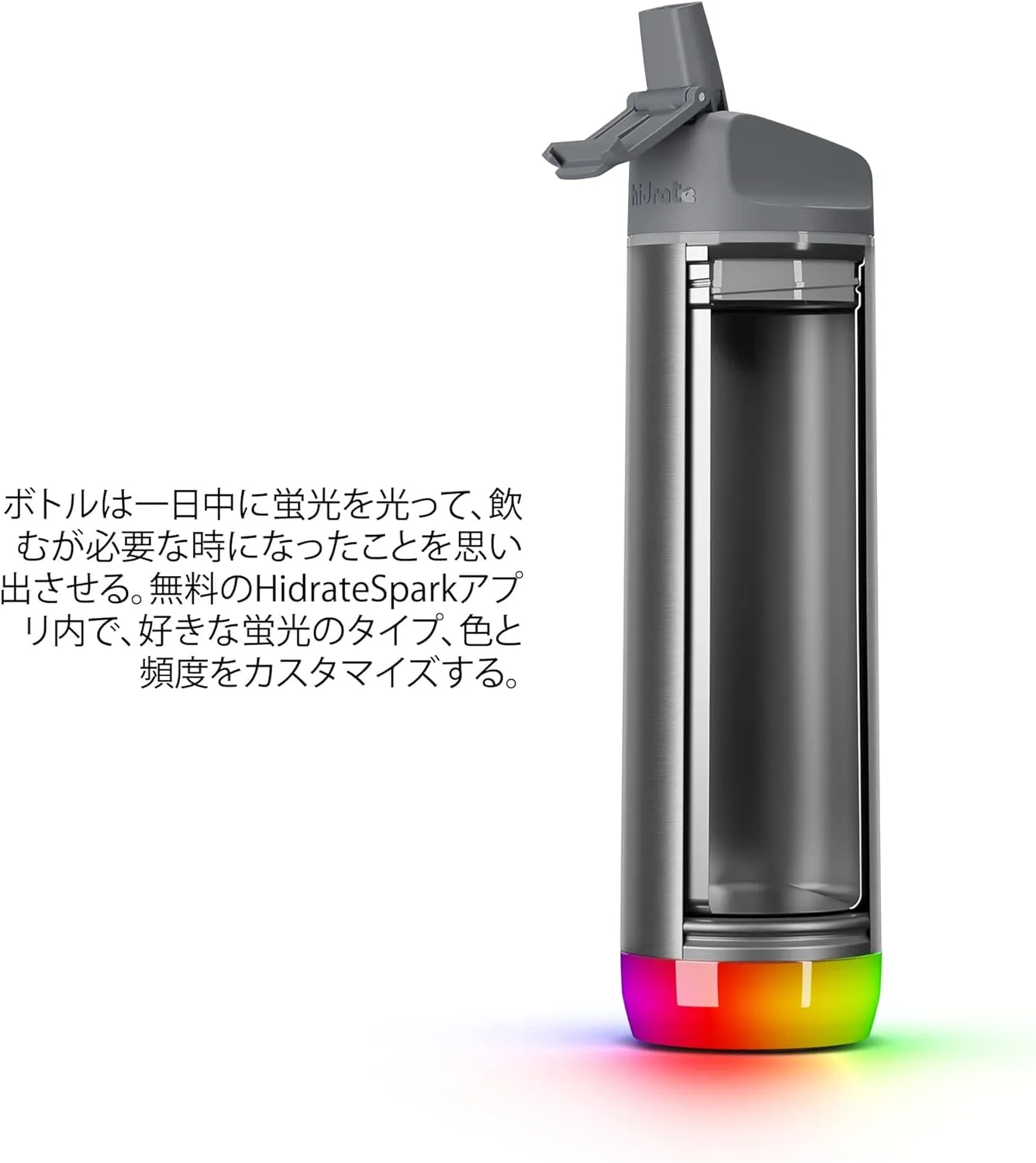 Hidrate Spark PRO Smart Water Bottle – Insulated Stainless Steel – Tracks Water Intake with Bluetooth, LED Glow Reminder When You Need to Drink – Straw Lid, 21 oz