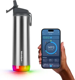 Hidrate Spark PRO Smart Water Bottle – Insulated Stainless Steel – Tracks Water Intake with Bluetooth, LED Glow Reminder When You Need to Drink – Straw Lid, 21 oz