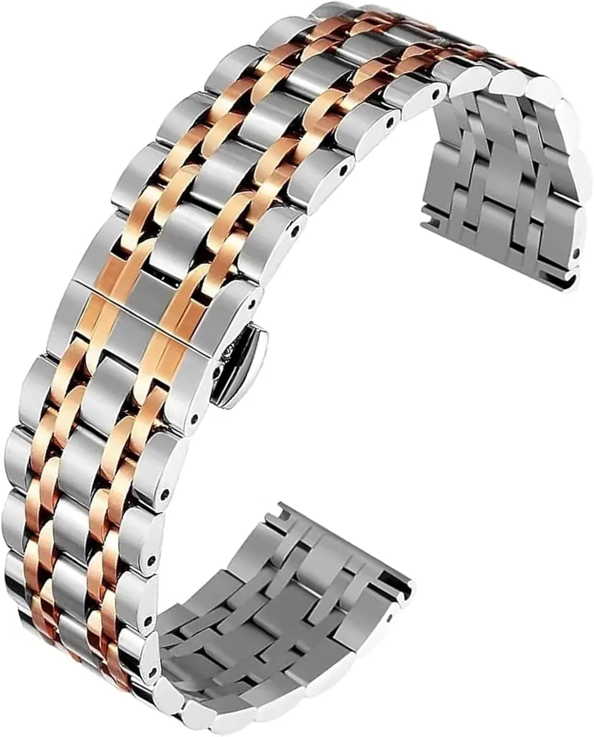 High End 316L Stainless Steel Watch Band For Women Men watch strap replacement accessories(Silver-Rose Gold,12mm)