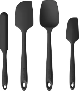High Heat Resistant Silicone Spatulas: U-Taste 480ºF Hot Proof Food Grade Flexible Silicon Baking Scraper, Food Grade Rubber Kitchen Cooking Mixing Utensils for Nonstick Cookware Set of 4 (Black)