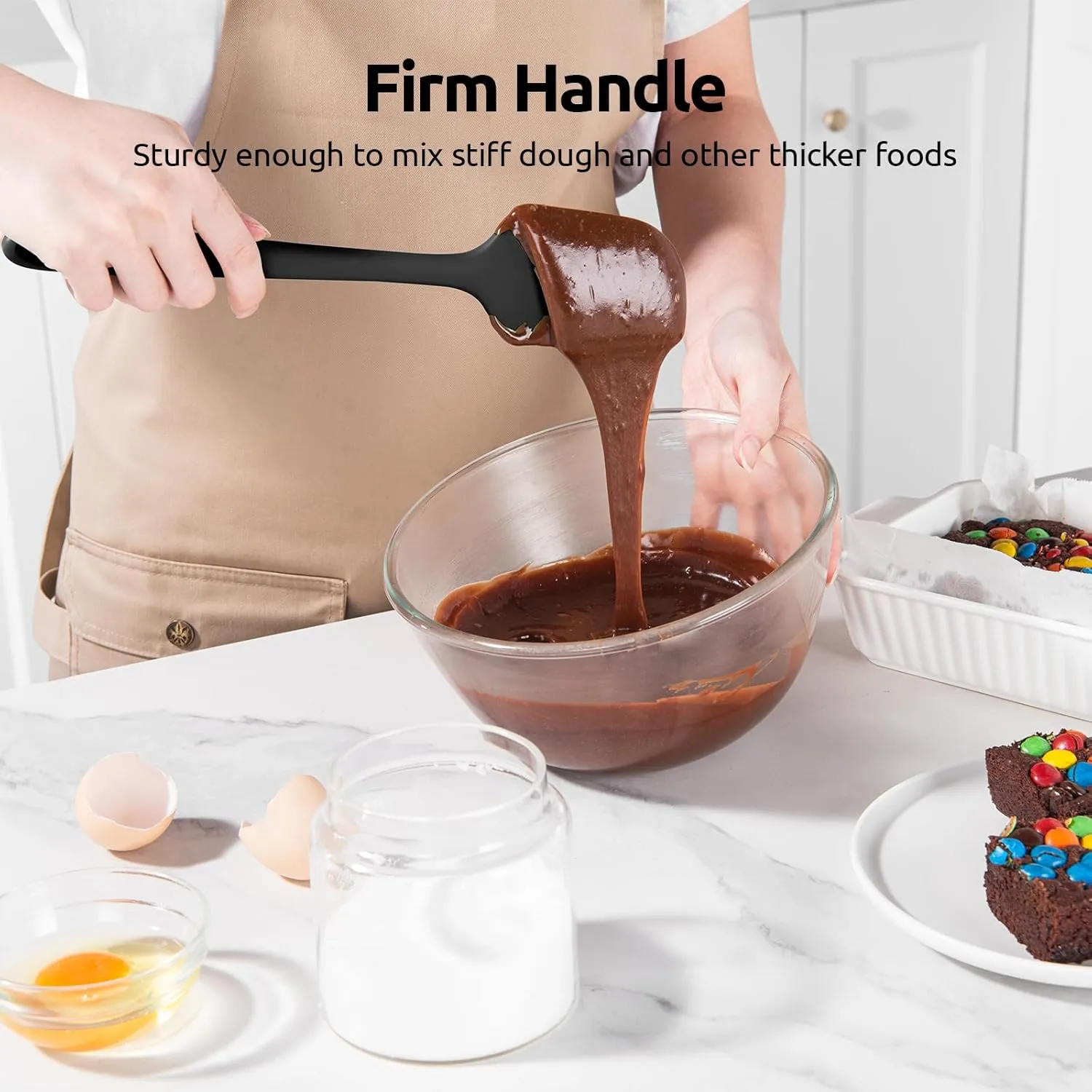 High Heat Resistant Silicone Spatulas: U-Taste 480ºF Hot Proof Food Grade Flexible Silicon Baking Scraper, Food Grade Rubber Kitchen Cooking Mixing Utensils for Nonstick Cookware Set of 4 (Black)