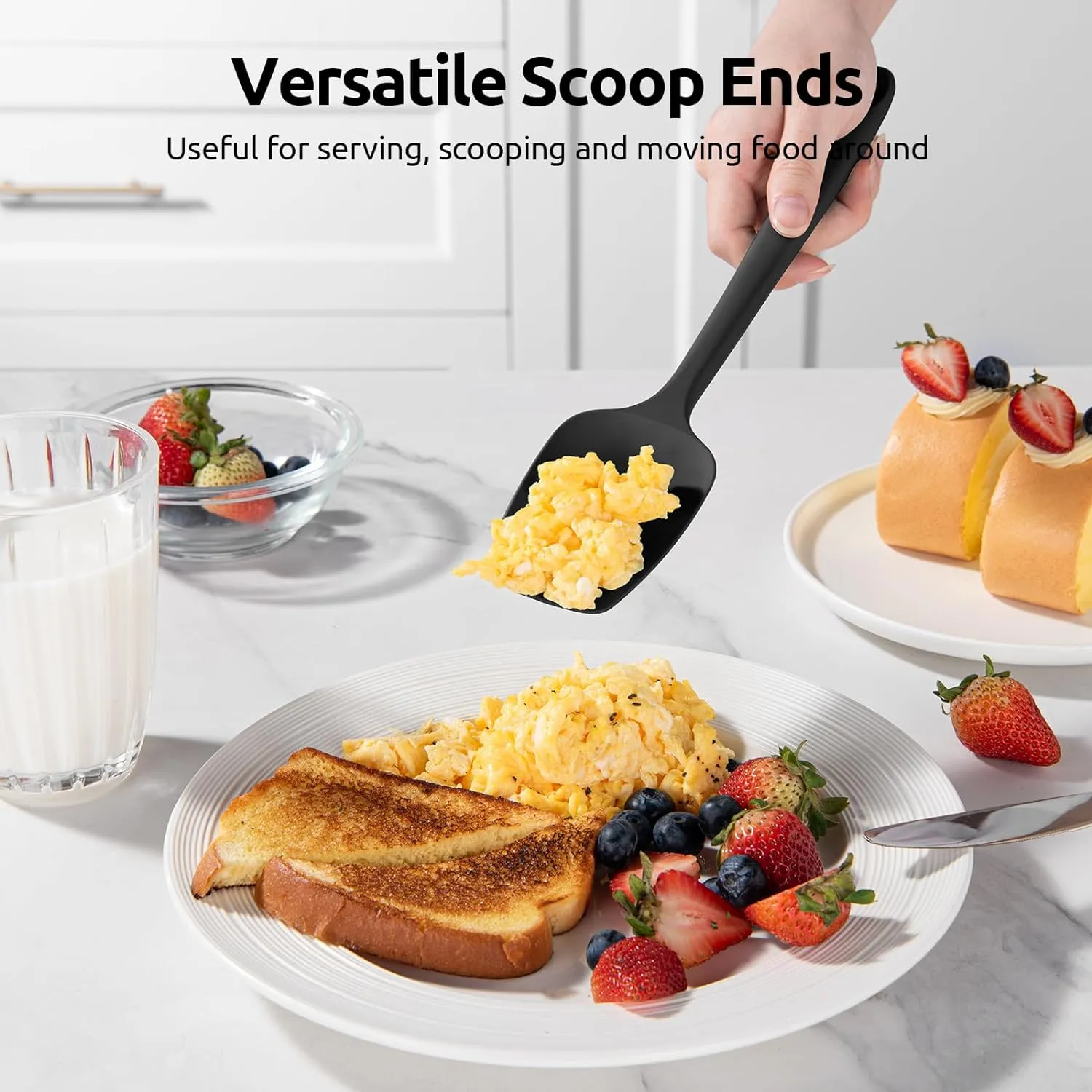 High Heat Resistant Silicone Spatulas: U-Taste 480ºF Hot Proof Food Grade Flexible Silicon Baking Scraper, Food Grade Rubber Kitchen Cooking Mixing Utensils for Nonstick Cookware Set of 4 (Black)