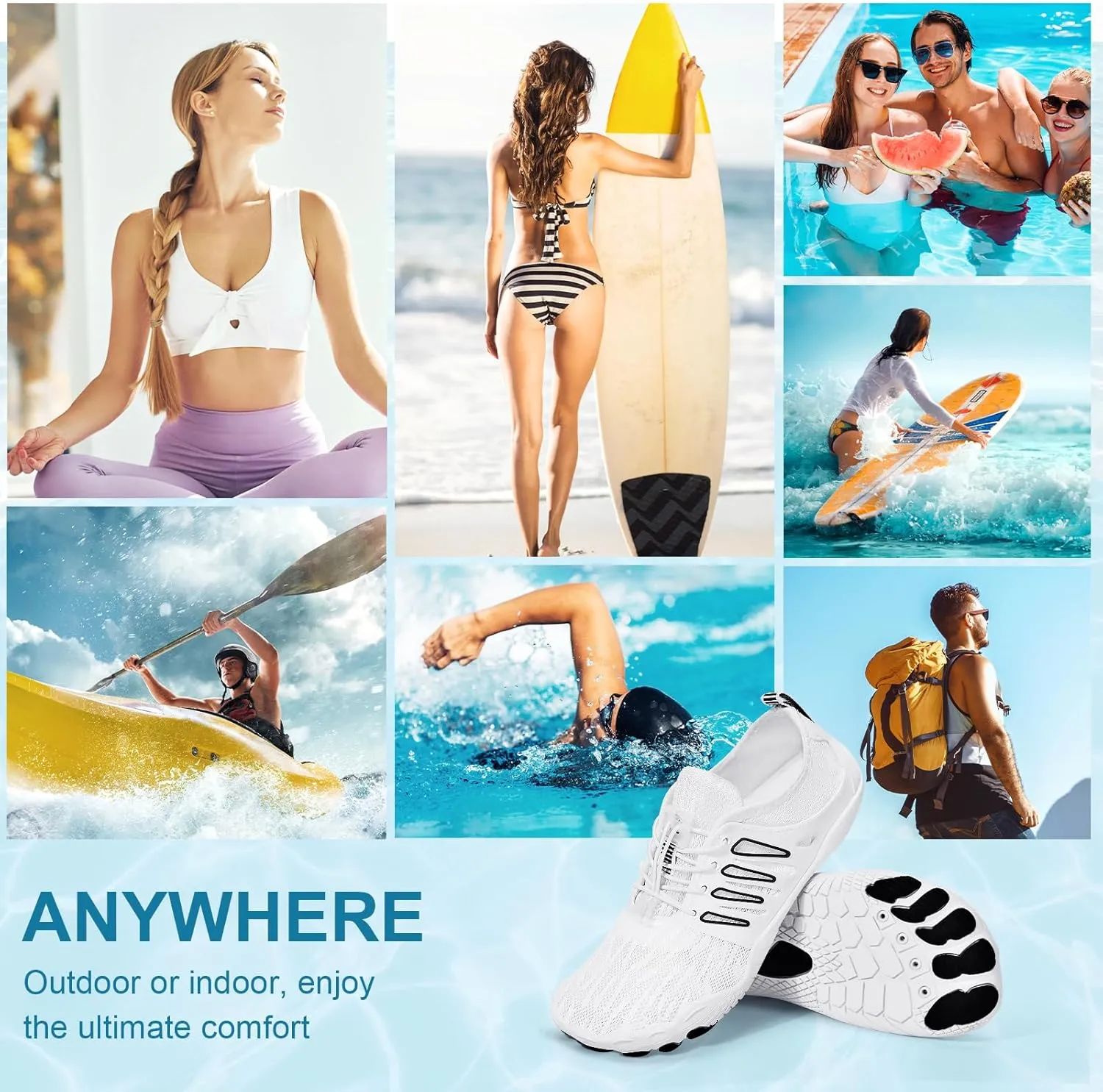 Hike Barefoot Water Shoes for Women Men Footwear, Quick Dry Wide Toe Box Pro Beach Swim Athletic Sports Shoes, Non-Slip Lightweight Aqua Shoe for Pool Hiking Walking Kayaking Diving Surfing