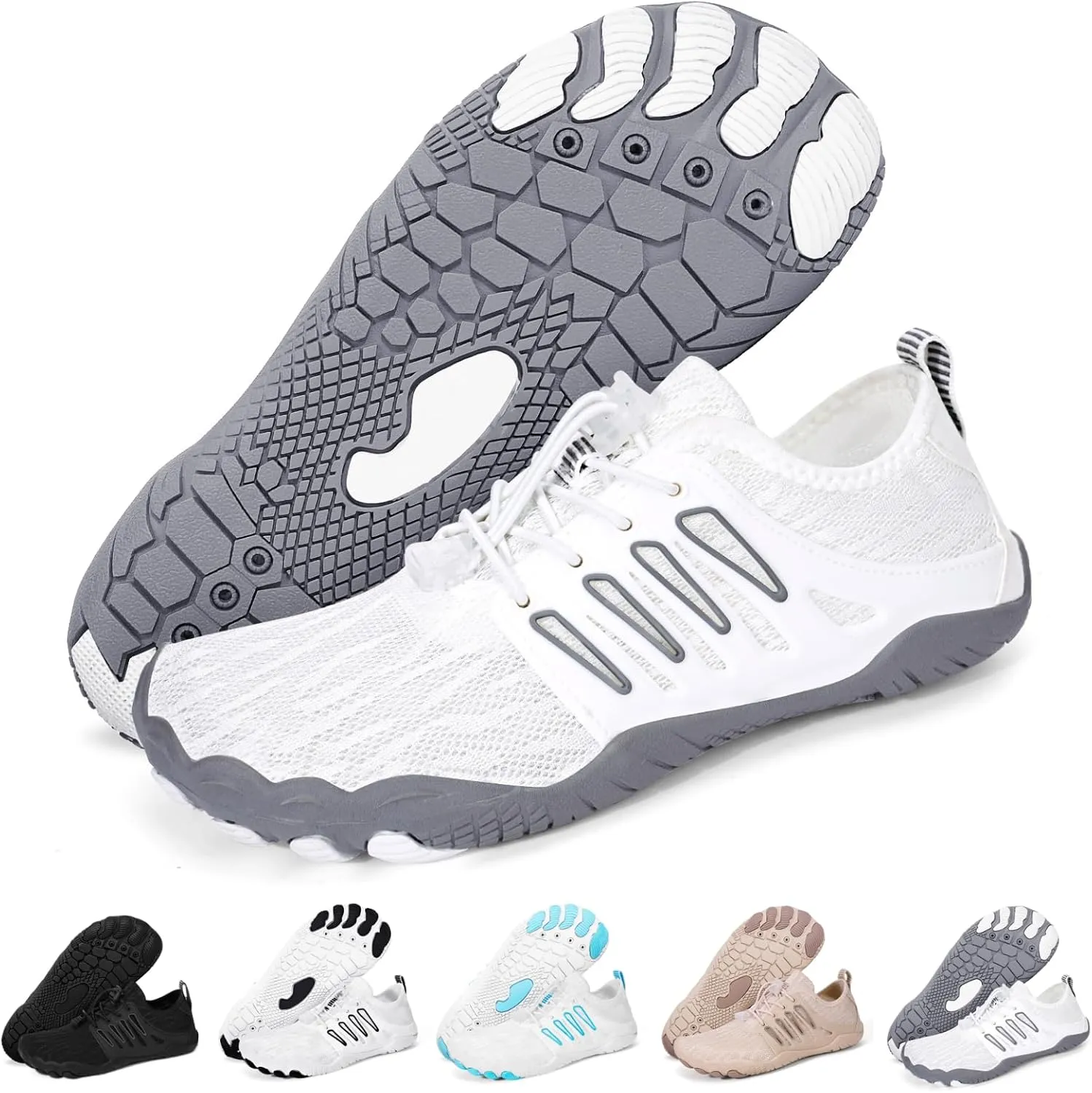 Hike Barefoot Water Shoes for Women Men Footwear, Quick Dry Wide Toe Box Pro Beach Swim Athletic Sports Shoes, Non-Slip Lightweight Aqua Shoe for Pool Hiking Walking Kayaking Diving Surfing