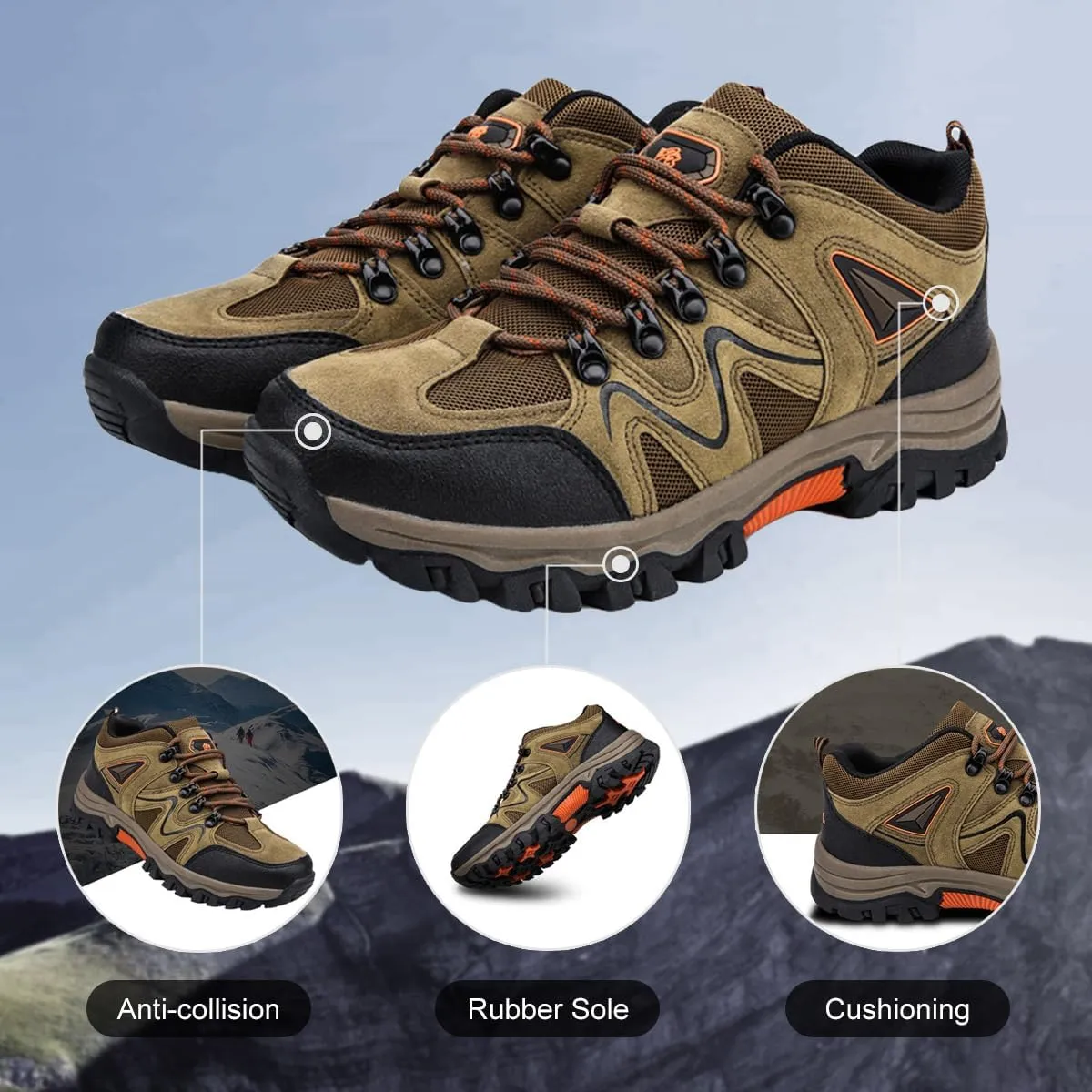 Hiking Shoes Mens Waterproof Mountain Trekking Shoes Men Breathable Walking Shoes Outdoor Sports Running Camping Climbing