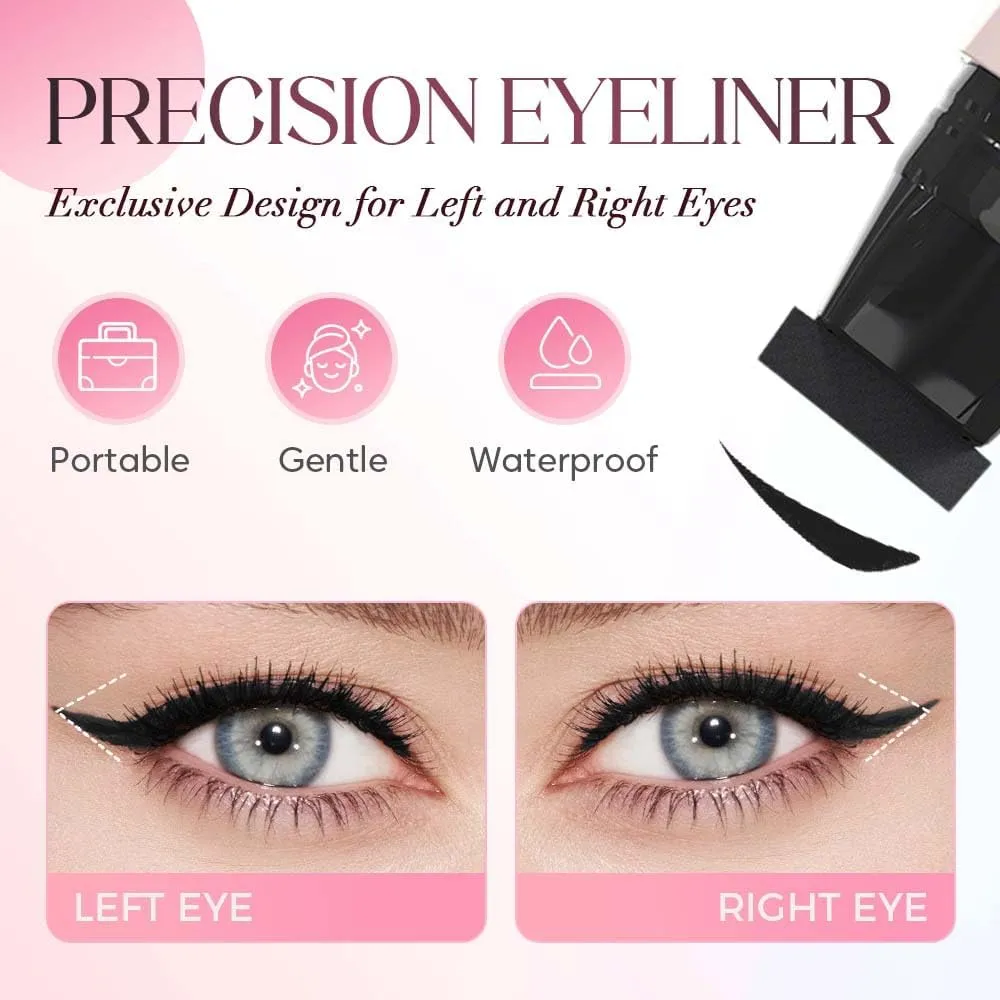 HISKI Gel Eyeliner Pencil Set,Foldable Eyeliner Stamp for Perfect Wings New Waterproof Eyeliners Smudge Proof Eyeliners Pen (2PCS-Black)
