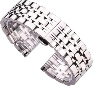 HMFang Polished Stainless Steel Watchband 18mm 20mm 22mm 24mm Men's Metal Watch Strap Bracelet Style Clock Accessories