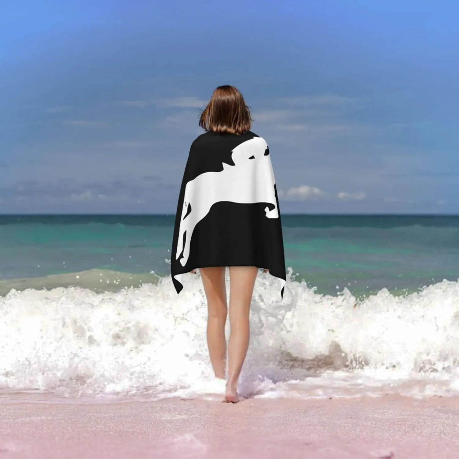 Horse Show Jumping Beach Towel Super Large Quick-Drying Absorbent Bath Towel
