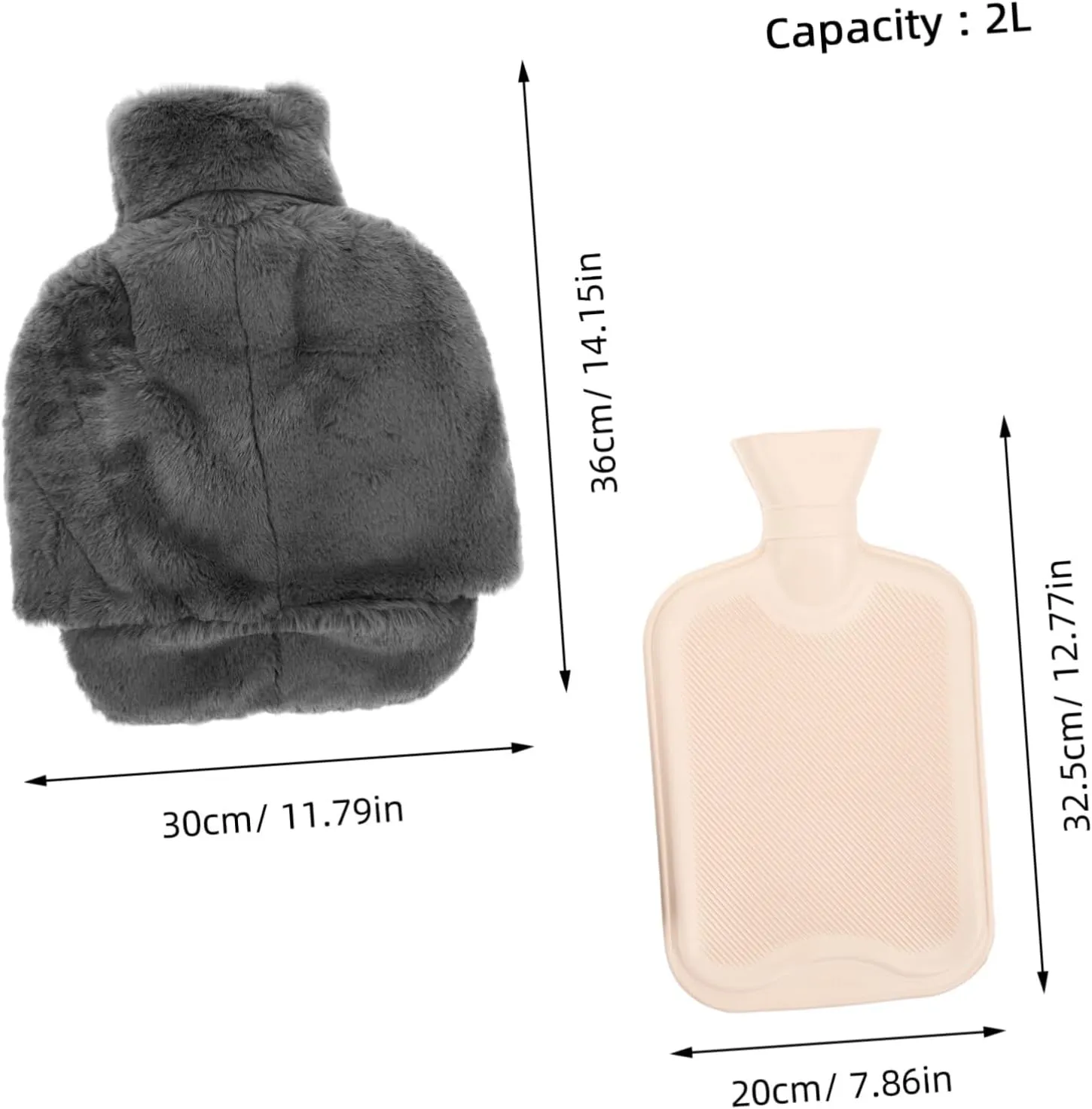 Hot Water Bottle with Cover Washable Hand Warmer Foot Insulated Bag for Cold Versatile Heating for Home Dorm Use Deep