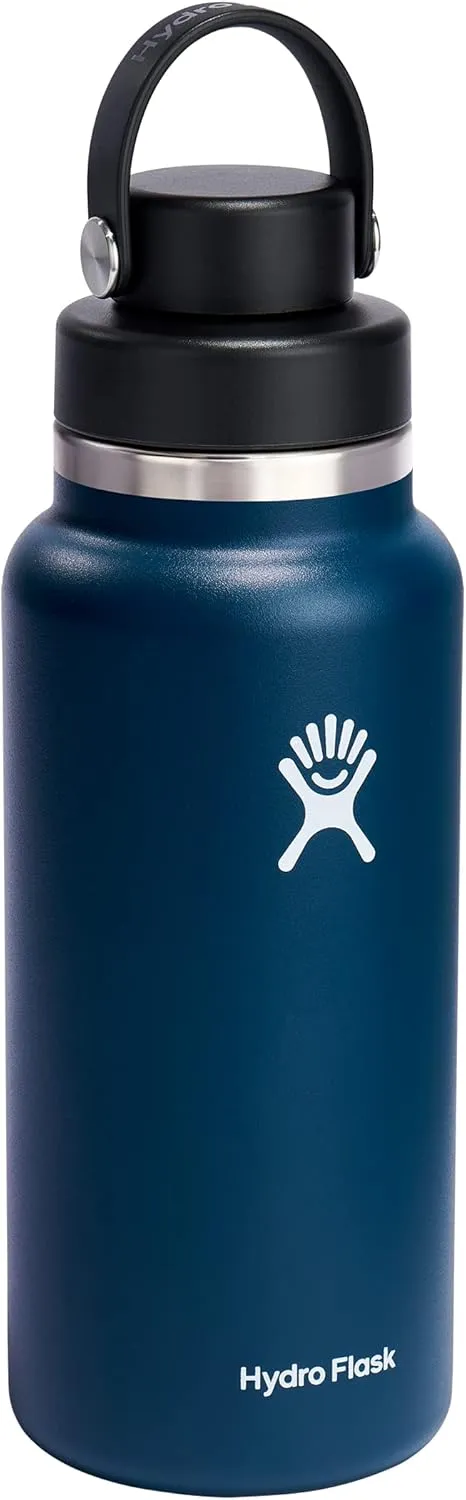 HYDRO FLASK Wide Mouth Chug Cap vacuum insulated stainless steel water bottle with leakproof closeable lid for cold water drinks, sports, travel, car and school
