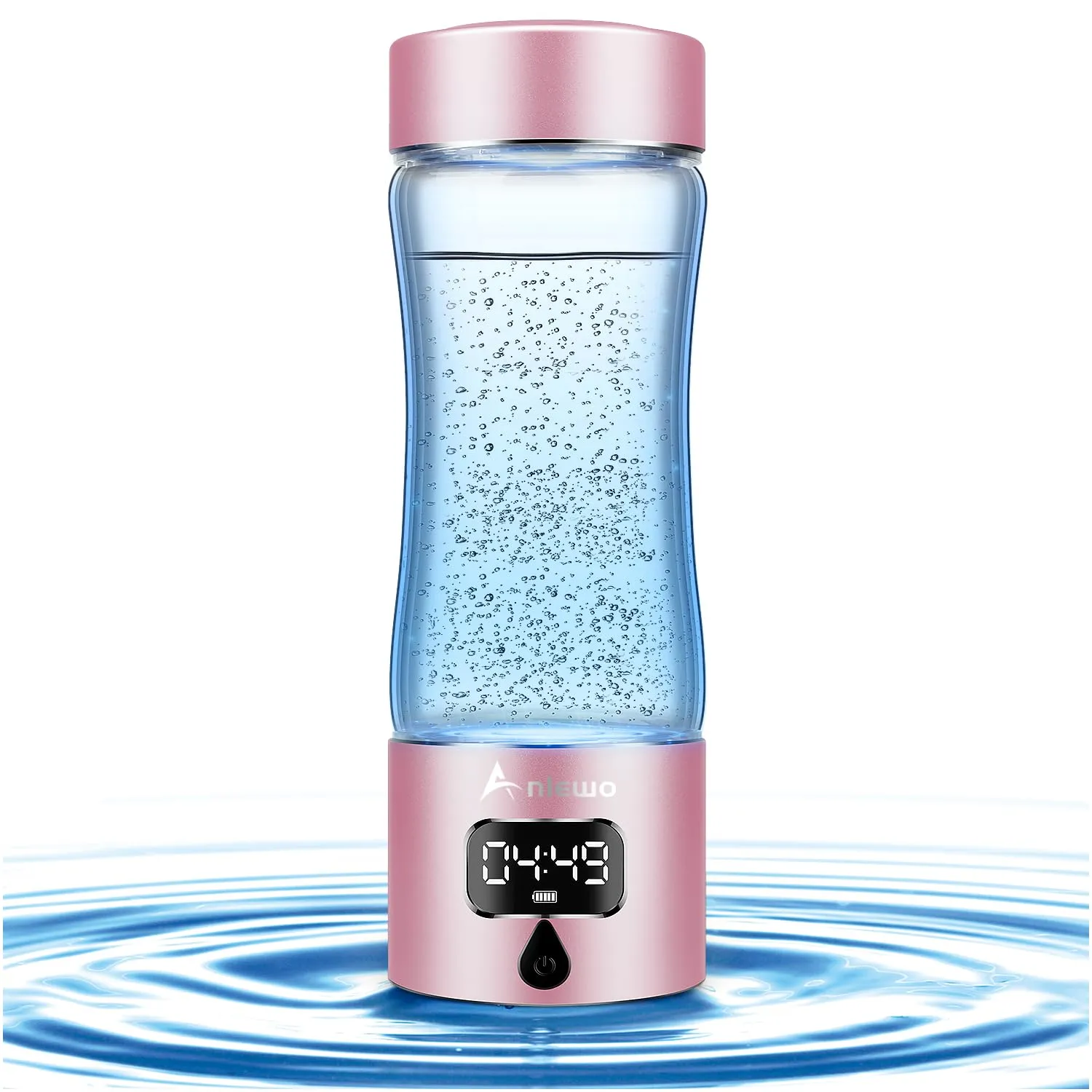 Hydrogen Water Bottle Generator with SPE/PEM Technology, Anlewo Portable H2 Water Ionizer Machine,5000PPB,6 Hours Hydrogen Retention for Family Friends Office Travel Sports Fitness