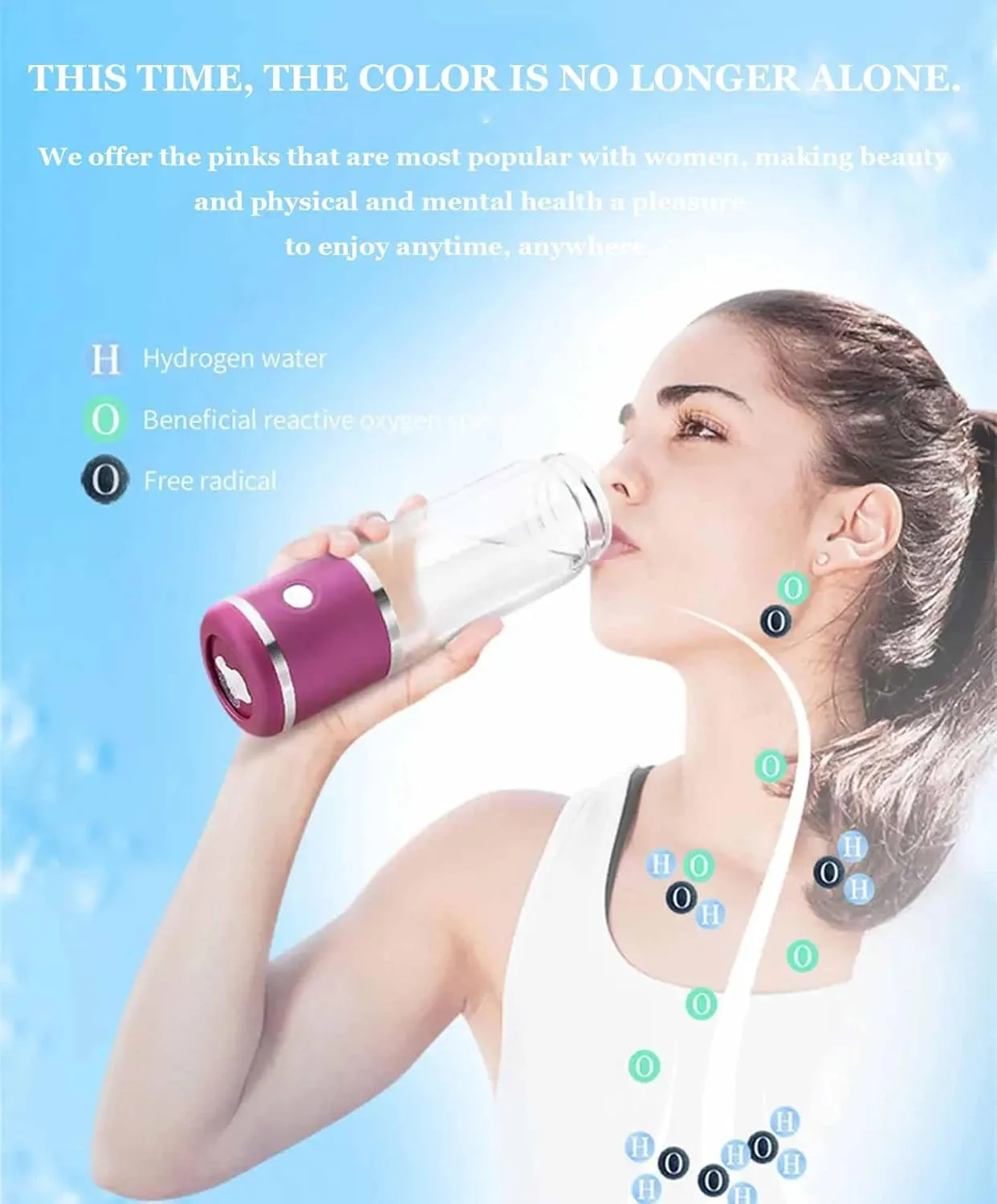 Hydrogen Water Bottle, High-Concentration Up to 1400-2000PPB, Rechargeable Portable Hydrogen Water Generator, for Home Travel, Improve Mind Body