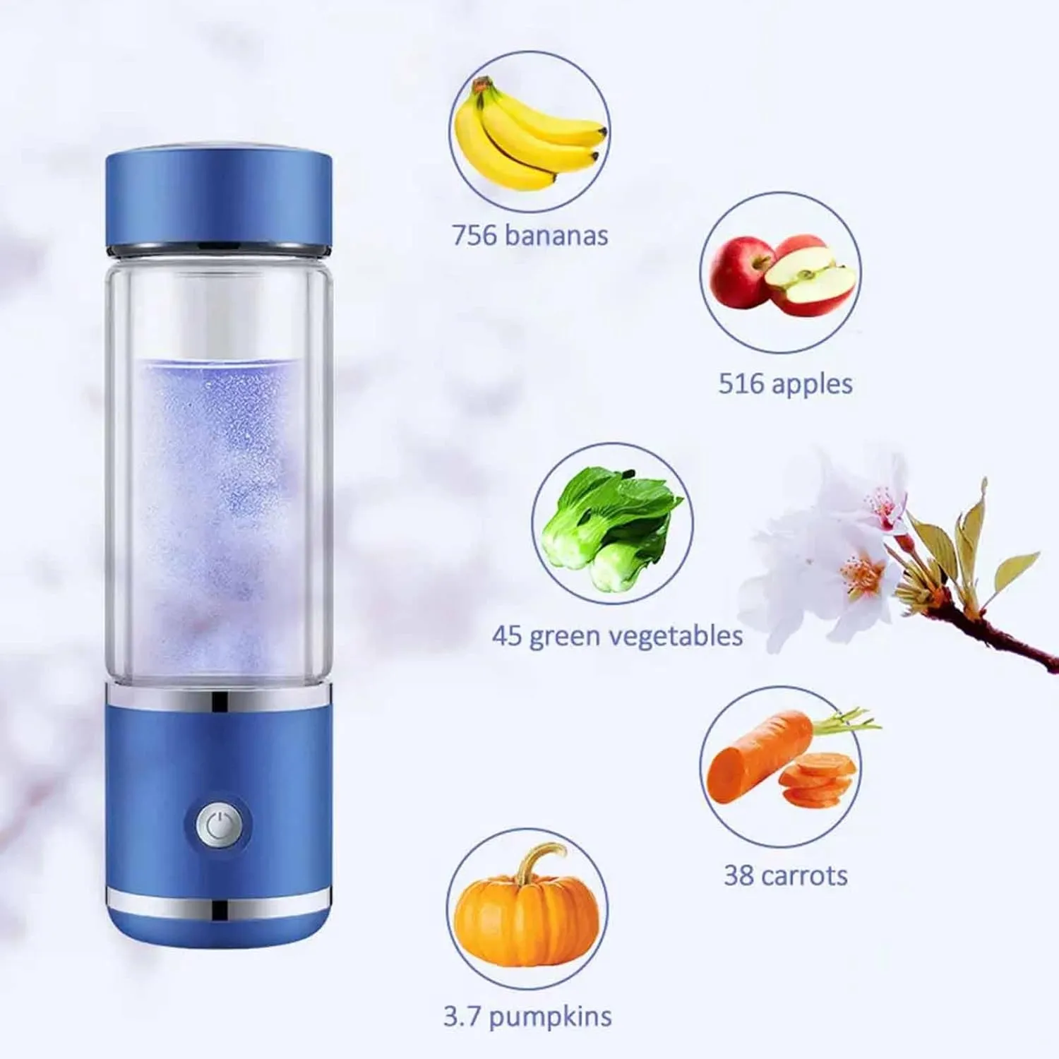 Hydrogen Water Bottle, High-Concentration Up to 1400-2000PPB, Rechargeable Portable Hydrogen Water Generator, for Home Travel, Improve Mind Body