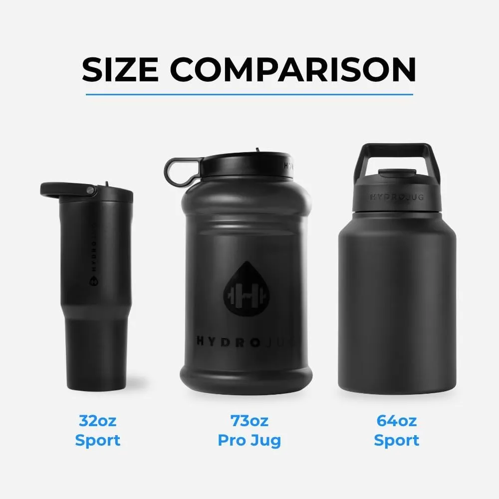 HydroJug Sport - Stainless Steel Tumbler with Straw, Vacuum Insulated, 64oz Leakproof Water Bottle, Ergonomic Design, Reusable, Dishwasher Safe, Rubber Base, Durable for Gym or Outdoors, Pink Sand