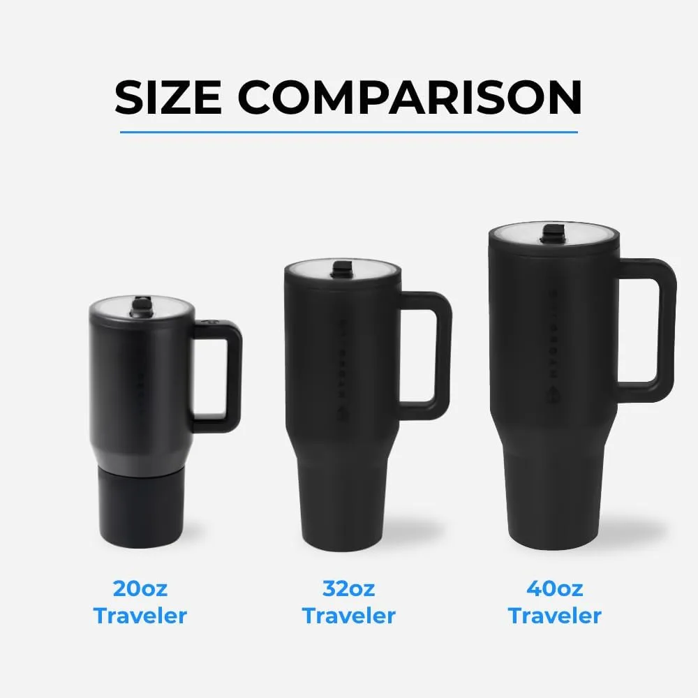 HydroJug Traveler - 40 oz Water Bottle with Handle & Flip Straw - Fits in Cup Holder, Leak Resistant Tumbler-Reusable Insulated Stainless Steel & Rubber Base - Gifts for Women & Men, Harvest Berry