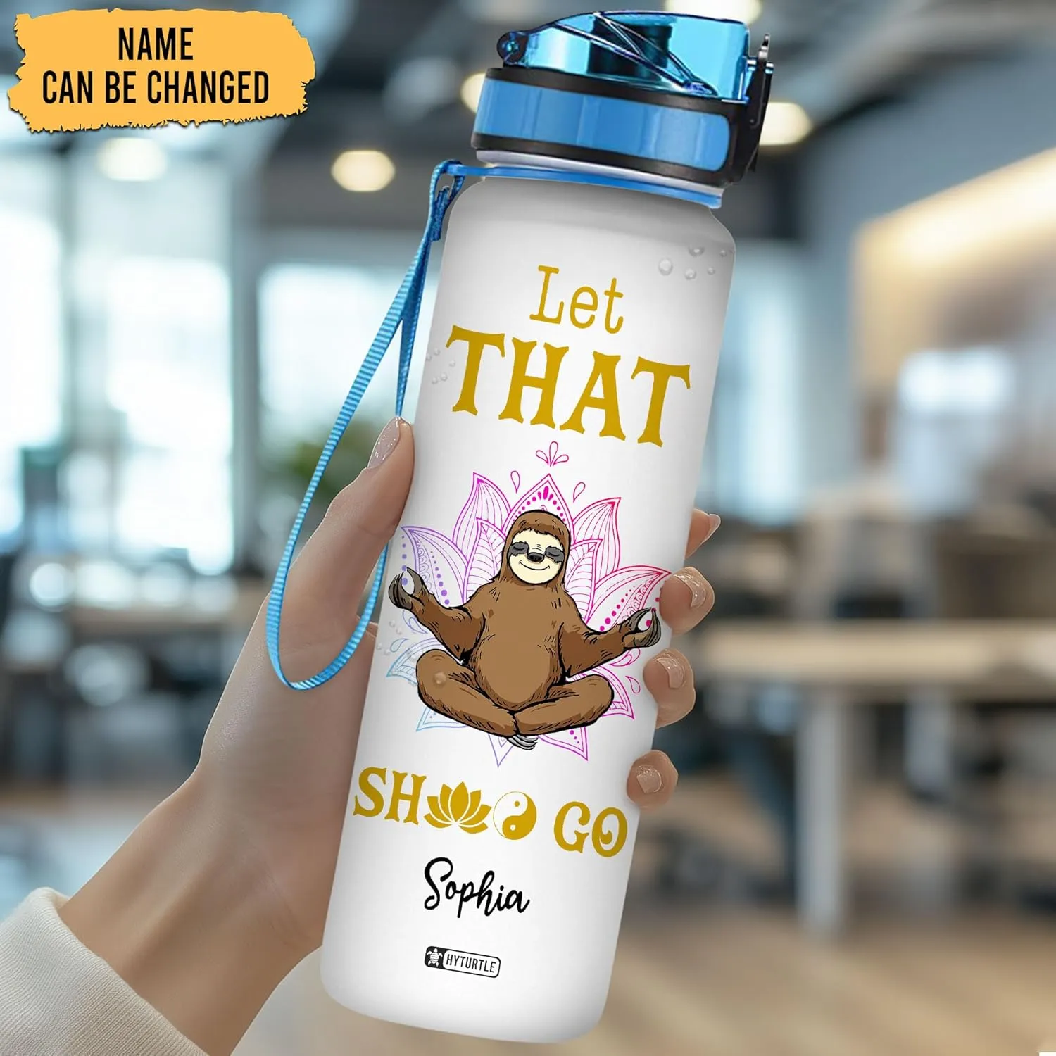 Hyturtle Personalized I Just Freaking Love Sloths 32oz Liter Motivational Water Bottle, Customized Name Tracking Water Bottle Gifts For Women, Men, Friend, Teen, Sloth Lover On Birthday, Mother's Day
