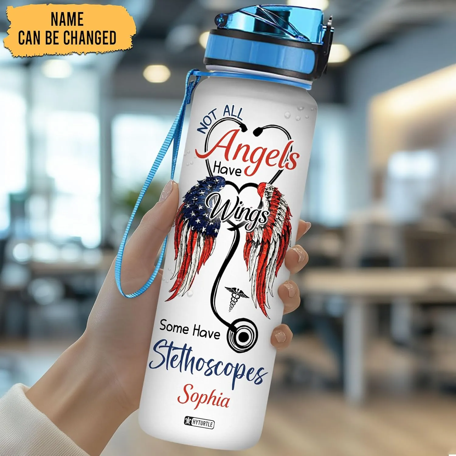 Hyturtle Personalized Nurse Water Bottle - 32oz Motivational Water Bottle with Leak-Proof Lid Time Marker - Custom Name Gift for Women Nursing Students Nurse Coworkers On Birthday Nurse's Day